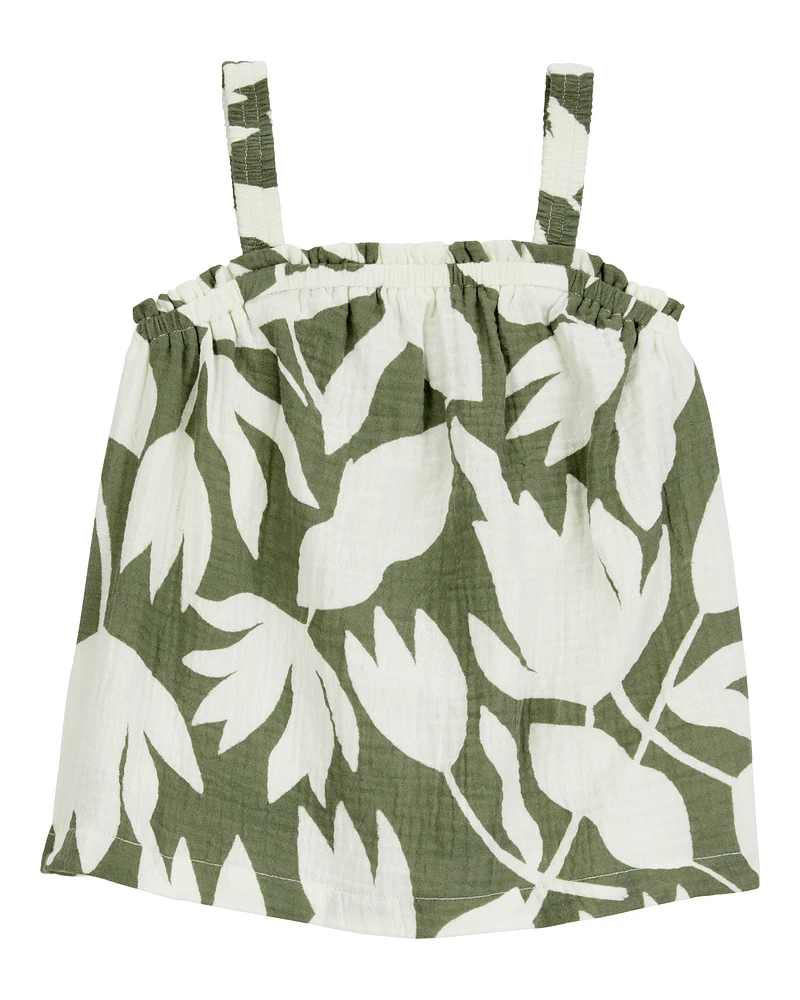 Toddler Tropical Floral Sleeveless Tank - Green