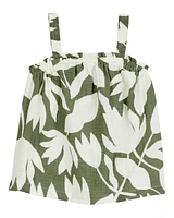 Toddler Tropical Floral Sleeveless Tank - Green