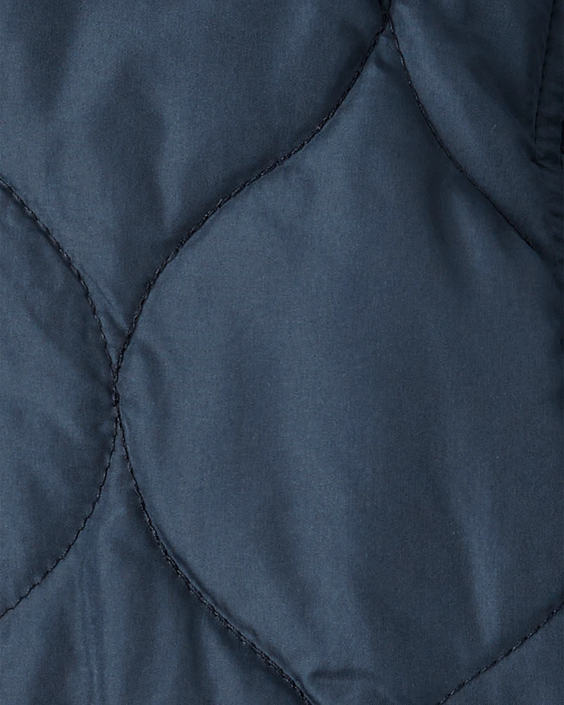 Toddler Boy Long-Sleeve Midweight Quilted Bomber Jacket - Navy