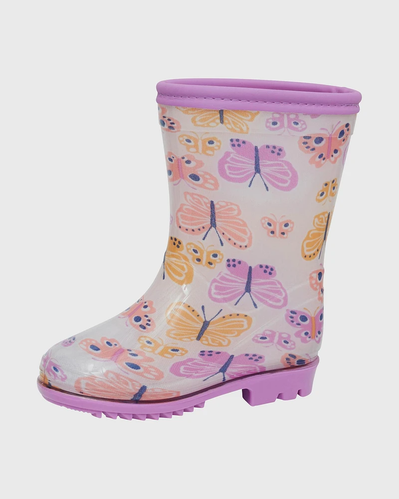 Toddler Butterfly Print Rain Boots