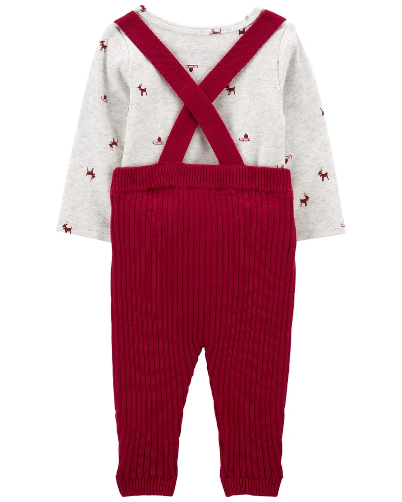 Baby 2-Piece Reindeer Bodysuit & Suspender Pant Set