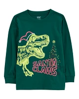 Kid Santa Claws Dinosaur Graphic Tee