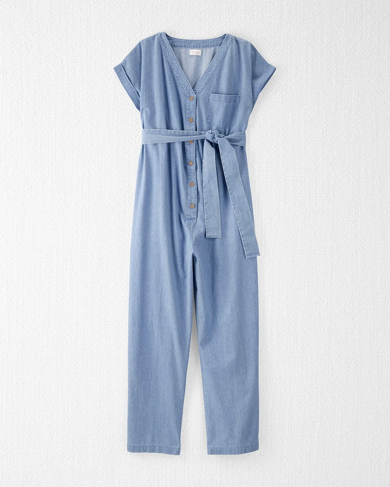 Adult Women's Maternity Chambray Jumpsuit