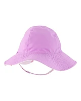 Baby Girl Heart Print Reversible Swim Hat - Purple