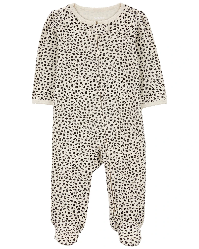 Floral 2-Way Zip Cotton Sleep & Play