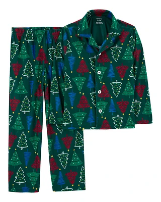 Kid 2-Piece Christmas Tree Fleece Coat Style Pyjamas