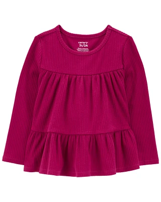 Toddler Tiered Long-Sleeve Ribbed Top