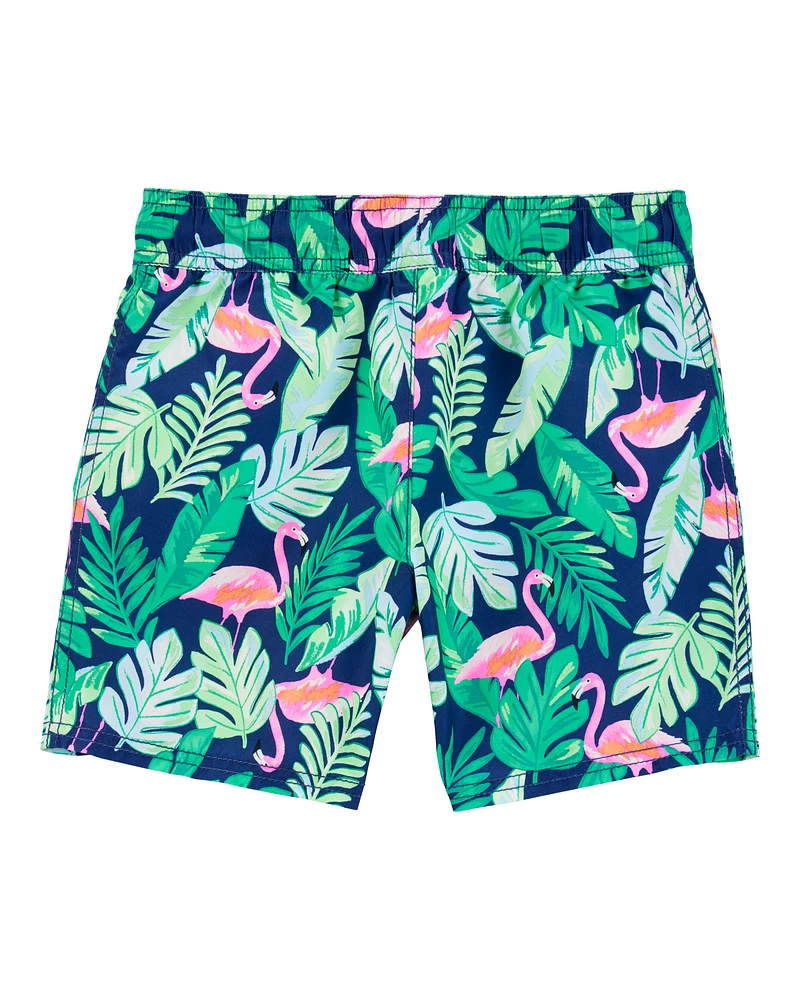 Kid Tropical Print Swim Trunks