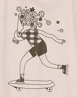 Kid Floral Skater Girl Graphic Tee
