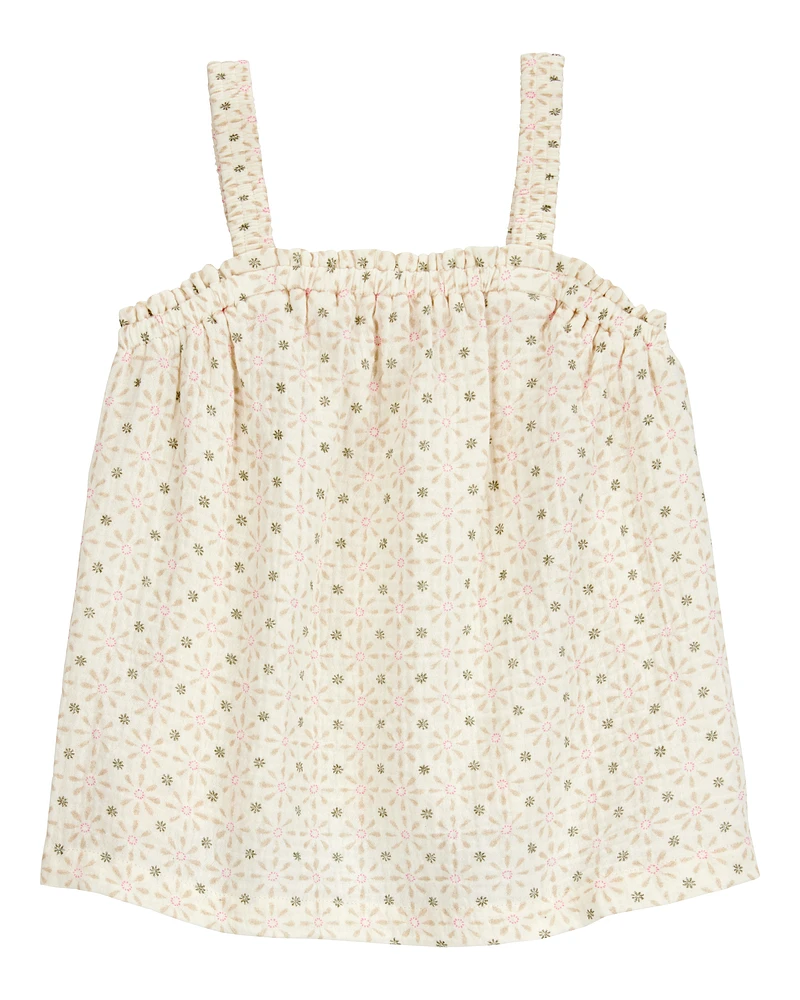 Toddler Floral Sleeveless Tank - Ivory