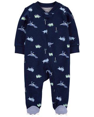 Dinosaur 2-Way Zip Cotton Sleeper