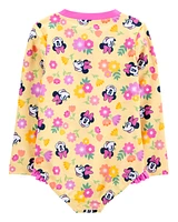 Toddler Disney© Minnie Mouse 1-Piece Rashguard Swimsuit - Yellow/Pink