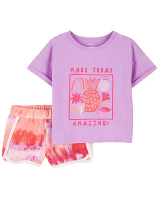 2-Piece Make Today Amazing Tee & Tie-Dye Short Set