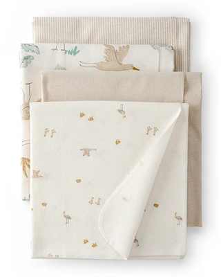 Baby 4-Pack Stork Print Receiving Blankets