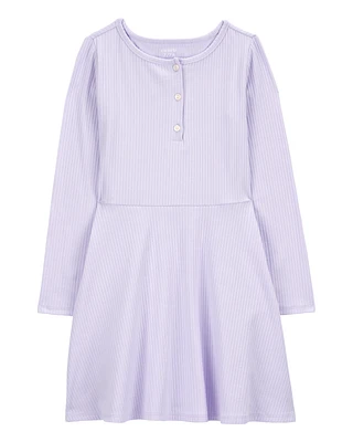 Kid Long-Sleeve Ribbed Dress