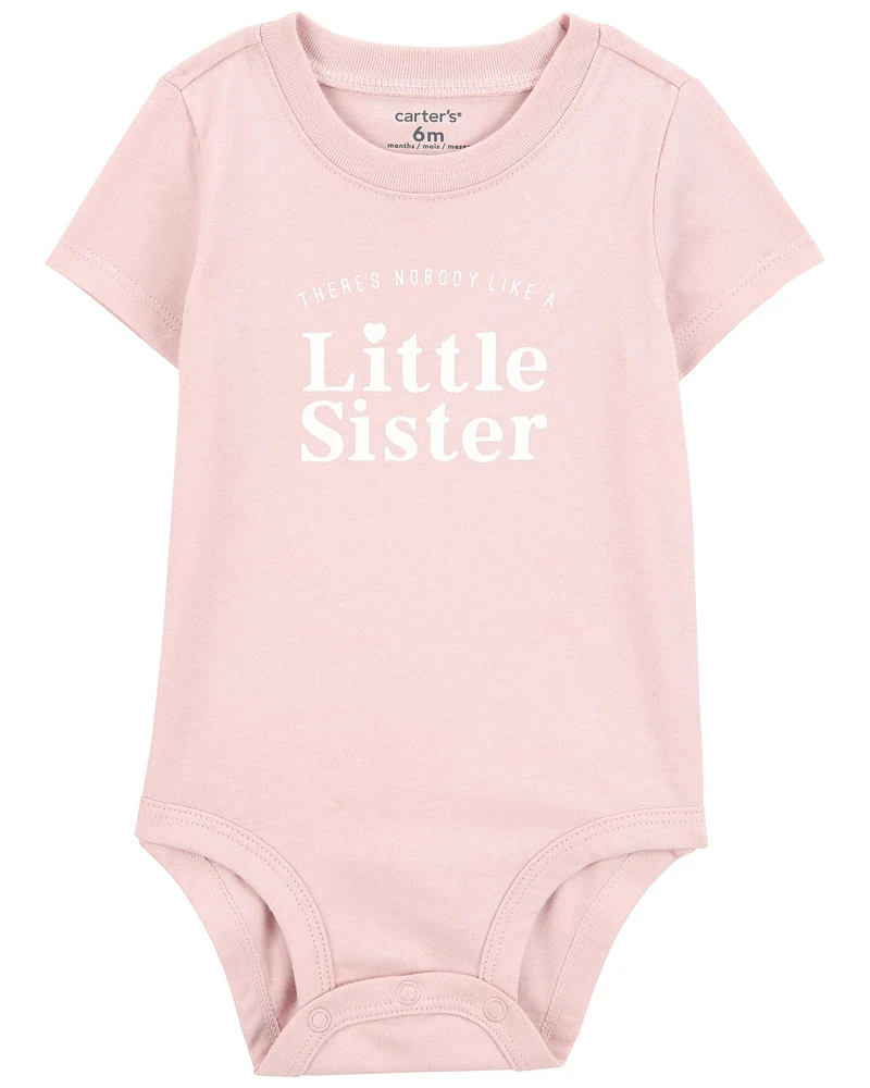 Baby Little Sister Short-Sleeve Bodysuit - Pink