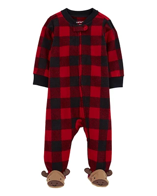 Baby Plaid Fleece Zip-Up Footie Sleeper Pyjamas