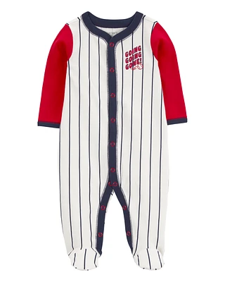 Baby Baseball Snap-Up Cotton Sleeper