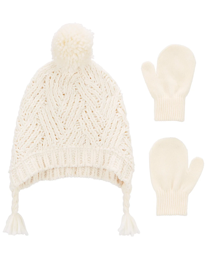 Toddler 2-Pack Pom Hat & Mittens Set