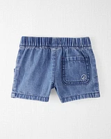 Baby Organic Cotton Chambray Drawstring Shorts