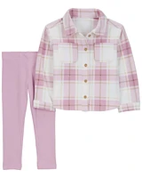 Baby 2-Piece Plaid Fleece Shacket & Legging Set