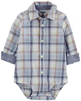 Baby Plaid Button-Front Bodysuit