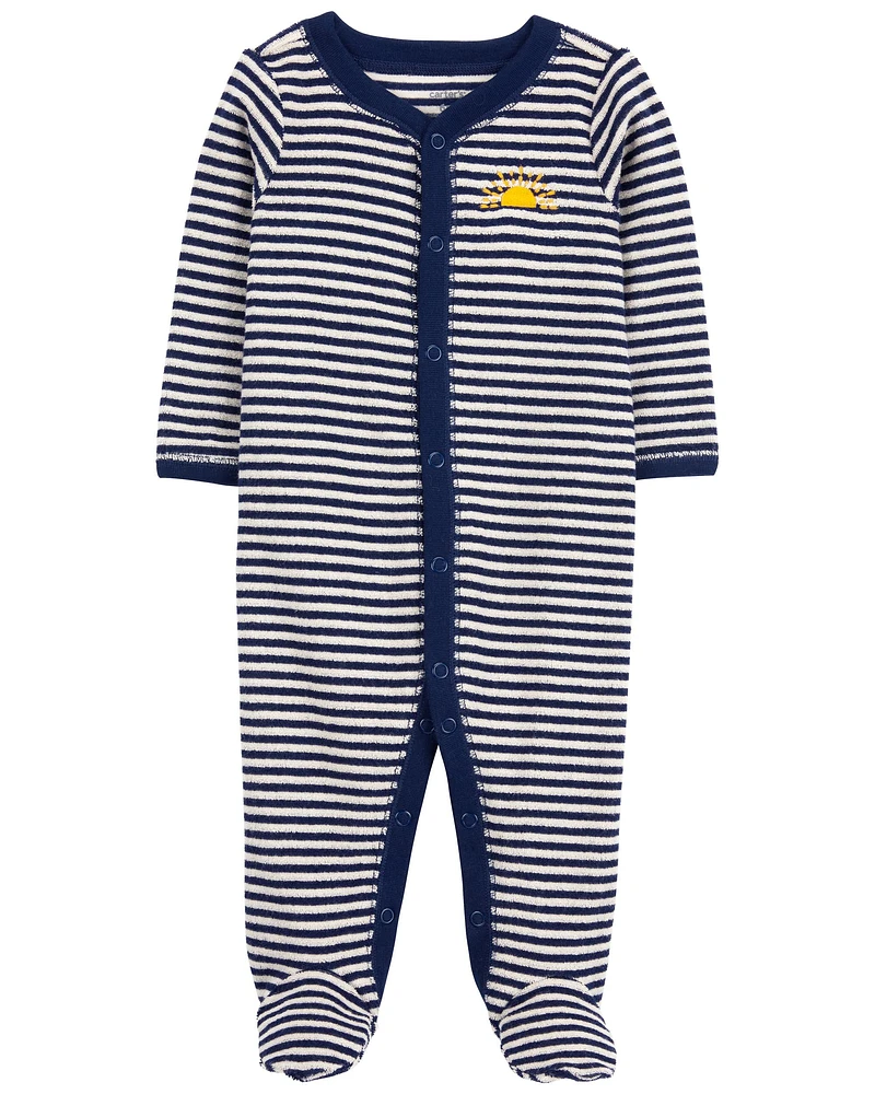 Striped Snap-Up Terry Sleeper Pyjamas