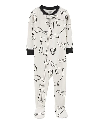 Baby 1-Piece Arctic Animal Print Footie Pajamas