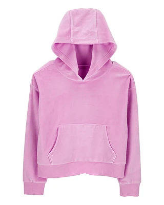 Kid Cropped Velour Hoodie