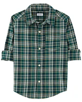 Plaid Button-Front Shirt