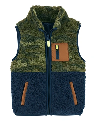 Toddler Camo Zip-Up Sherpa Vest