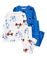 Toddler 4-Piece Big Foot 100% Snug Fit Cotton Pyjamas