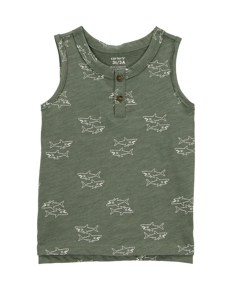 Toddler Shark Sleeveless Slub Jersey Tank