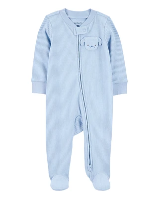 Baby Dog Pocket 2-Way Zip Ribbed Sleeper pyjamas