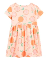 Toddler Orange Print Short-Sleeve Dress