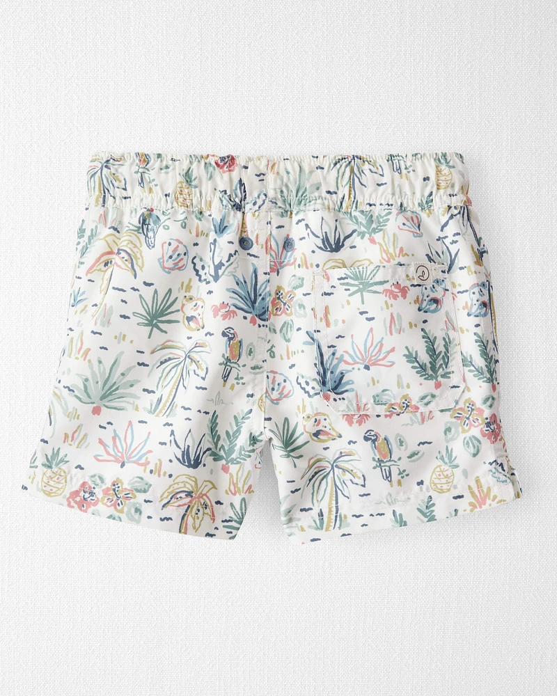 Toddler Recycled Tropical-Print Swim Trunks