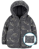 Baby Fossil Dino Print Packable Puffer Jacket