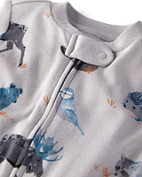 Baby Organic Cotton Sleep & Play Pajamas Midnight Forest Print