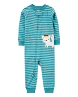 Toddler 1-Piece Wolf Striped 100% Snug Fit Cotton Footless Pajamas