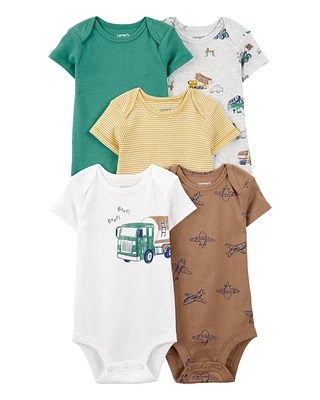 Baby 5-Pack Construction Short-Sleeve Bodysuits