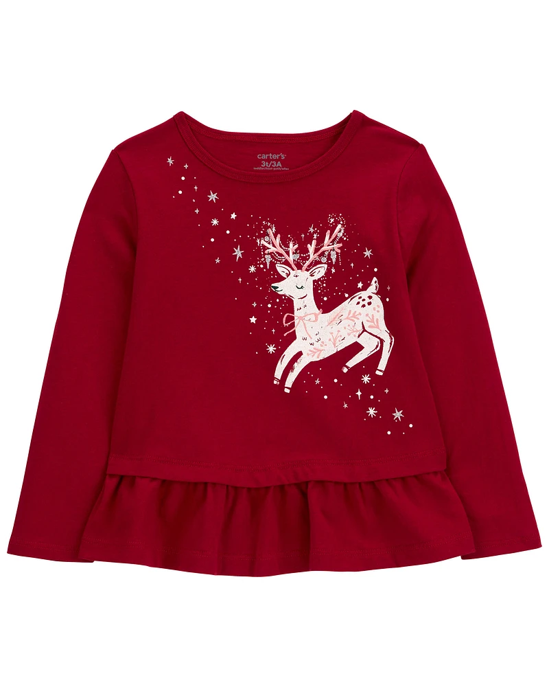 Reindeer Peplum Top