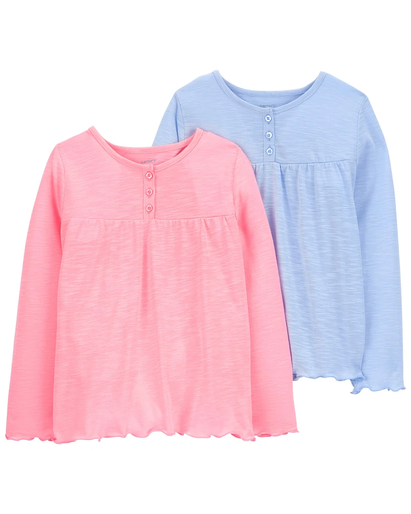 2-Pack Long-Sleeve Henley Pyjama Sleep Tees