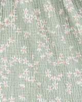 Kid Floral Crinkle Skort - Green