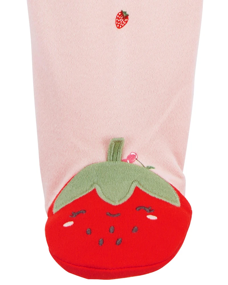 Baby Strawberry Snap-Up Cotton Sleeper Pyjamas