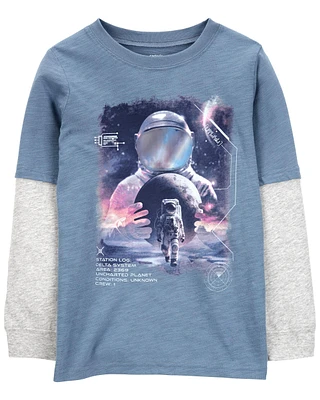 Astronaut Cotton Blend Long-Sleeve Tee - Blue