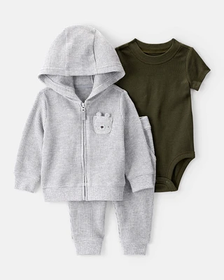 Baby 3-Piece Thermal Bear Little Cardigan Set