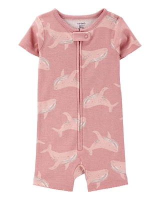 Toddler Whale Print Snug Fit Cotton 1-Piece Pyjamas