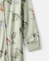 Baby Boy Dinosaur Print PurelySoft Long-Sleeve Sleeper - Green
