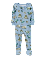 Toddler 1-Piece Dinosaur 100% Snug Fit Cotton Footie Pyjamas