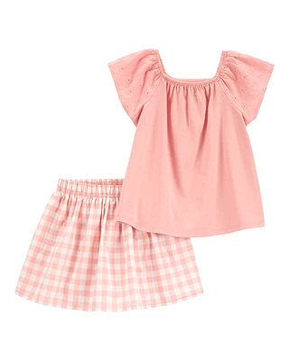 Toddler 2-Piece Gingham Skort Outfit Set